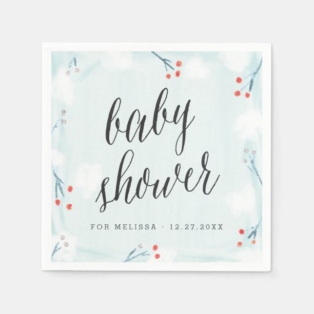 Servilleta De Papel Winter Wonderland Personalized Baby Shower Napkin (Anverso)