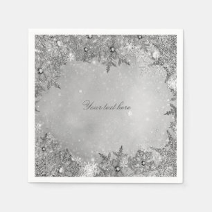 Servilleta De Papel Winter Wonderland Snowflakes Pure Silver Elegante