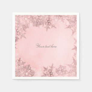 Servilleta De Papel Winter Wonderland Snowflakes Soft Pink Elegant