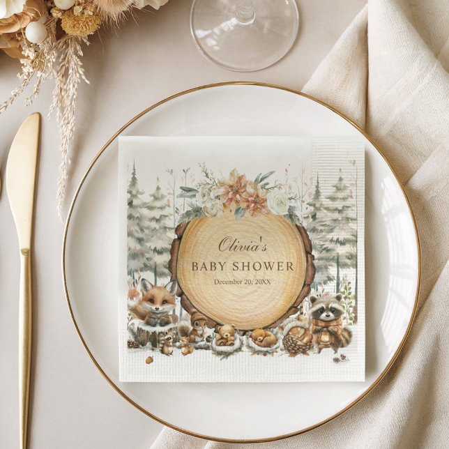 Servilleta De Papel Winter Wonderland Woodland Animals Baby Shower (Subido por el creador)