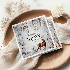 Servilleta De Papel Winter Woodland Animals Watercolor Baby Shower