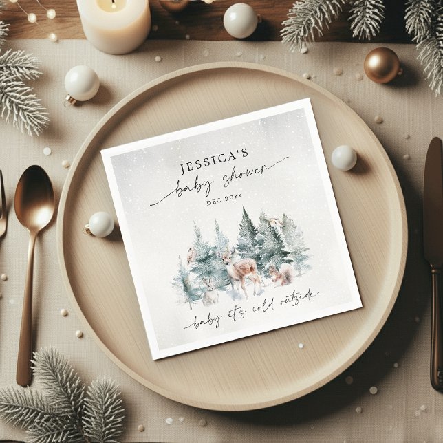 Servilleta De Papel Winter Woodland Baby It's Frío fuera de Baby Showe (Subido por el creador)