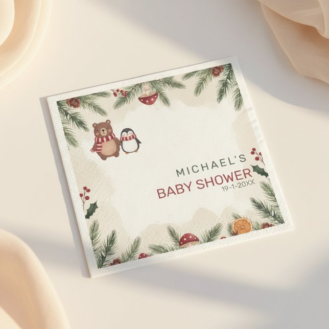 Servilleta De Papel Winter Woodland Baby Shower Napkins (Subido por el creador)
