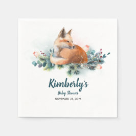 Servilleta De Papel Winter Woodland Fox Baby Shower