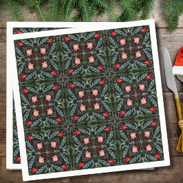 Servilleta De Papel Winters Snowflakes, Poinsettias, Cardinales
