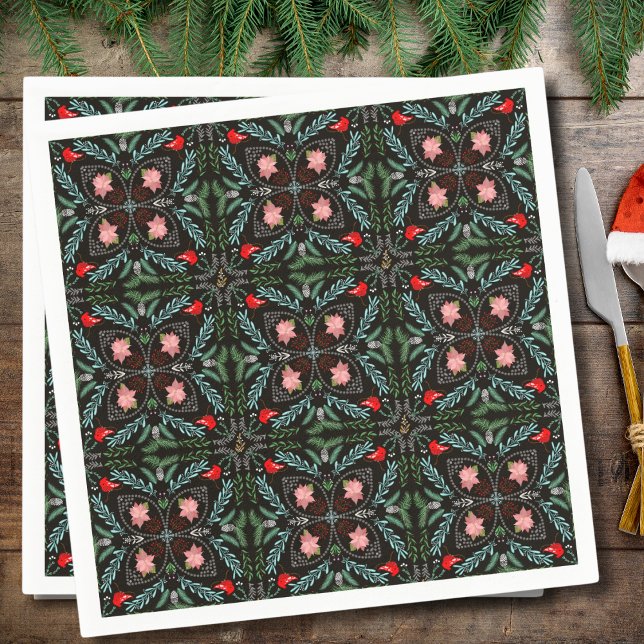 Servilleta De Papel Winters Snowflakes, Poinsettias, Cardinales (Subido por el creador)
