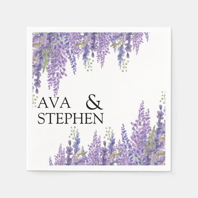 Servilleta De Papel Wisteria Tree Boda Nombres Napkin (Anverso)