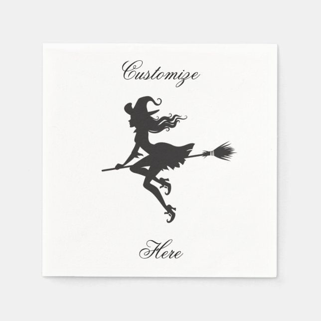 Servilleta De Papel Witch Riding Broom Halloween Thunder_Cove (Anverso)