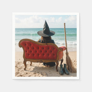 Servilleta De Papel Witch Sitting on a Seashore Sofa