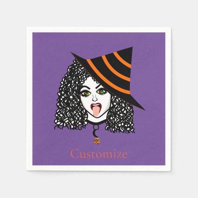 Servilleta De Papel Witch Thunder_Cove con cabello rizado (Anverso)