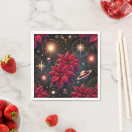 Servilleta De Papel Witchy Celestial Sky Poinsettia Découpage Napkins