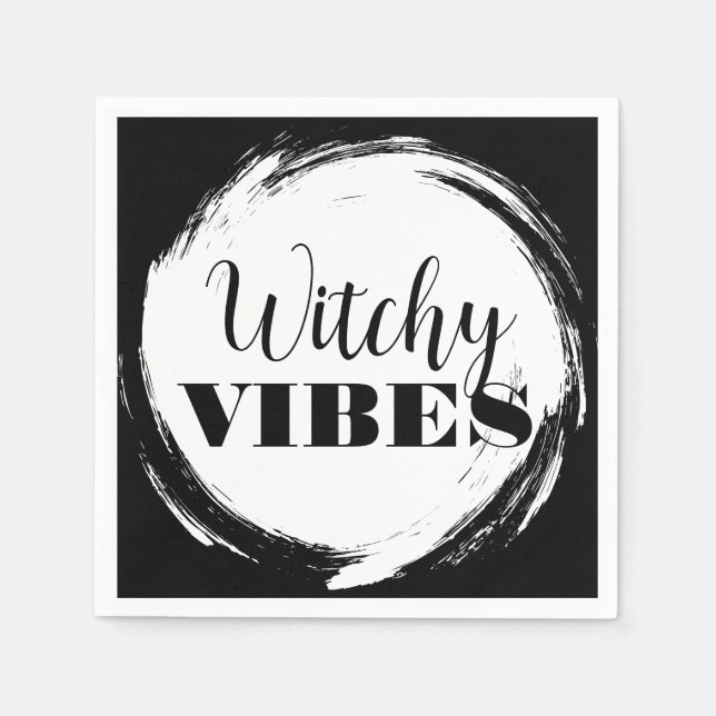Servilleta De Papel Witchy Halloween Black and White (Anverso)