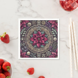 Servilleta De Papel Witchy Poinsettia Mandala Découpage Floral Napkins