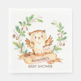 Servilleta De Papel Wodland Owls Baby Shower Paper Napkins
