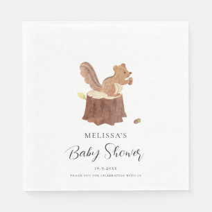 Servilleta De Papel Wodland Watercolor Squirrel Fall Baby Shower