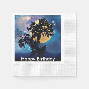 Servilleta De Papel Wolf gritando en la luna