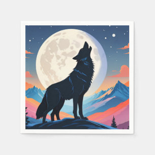Servilleta De Papel Wolf Howling At The Moon