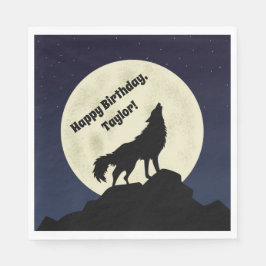 Servilleta De Papel Wolf Howling en la luna Midnight Blue