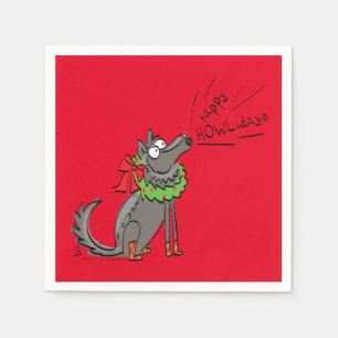 Servilleta De Papel Wolf Navidades Happy Howlidays Funny