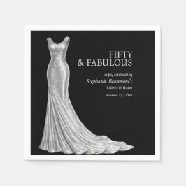 Servilleta De Papel Woman Elegant Fabulous Silver Dress 50th Birthday