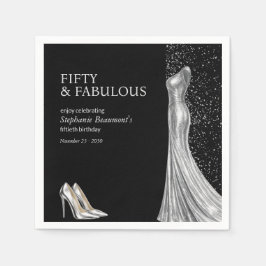 Servilleta De Papel Woman Elegant Fabulous Silver Dress 50th Birthday