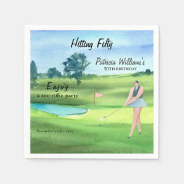 Servilleta De Papel Woman Golf Player Hitting Fifty 50th Birthday