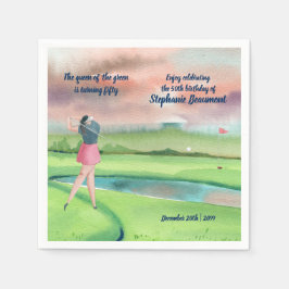 Servilleta De Papel Woman Golf Player Swinging Fifties 50th Birthday