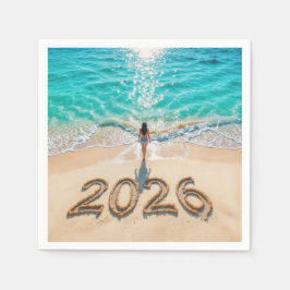 Servilleta De Papel Woman Walking On a 2026 Beach
