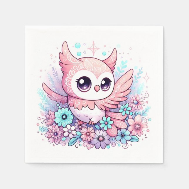 Servilleta De Papel Woodland Adorable Owl Baby Shower (Anverso)