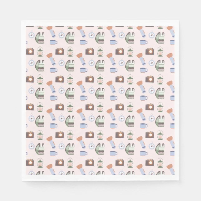 Servilleta De Papel Woodland Adventure espera el camping Baby Shower (Anverso)