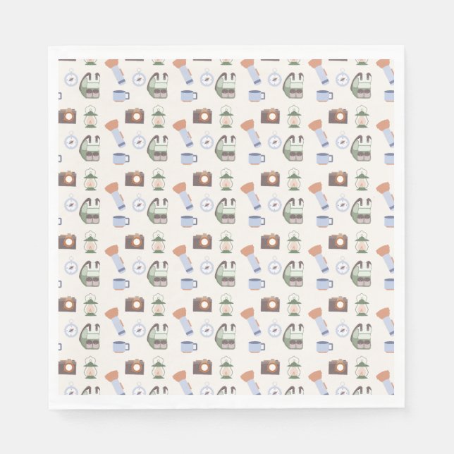 Servilleta De Papel Woodland Adventure espera el camping Baby Shower (Anverso)