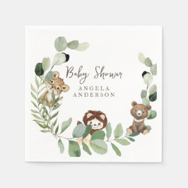 Servilleta De Papel Woodland Animal Kingdom Baby Shower Coctail