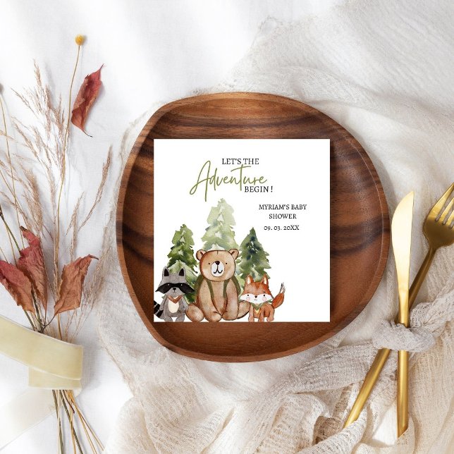 Servilleta De Papel Woodland Animals Adventure Baby Shower (Subido por el creador)