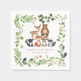 Servilleta De Papel Woodland Animals Baby Shower Party Paper Napkins