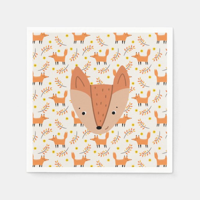 Servilleta De Papel Woodland Animals Boho Design Fox (Anverso)