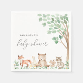 Servilleta De Papel Woodland Animals Cute Género Neutral Baby Shower