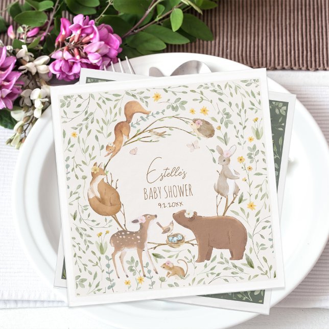 Servilleta De Papel Woodland Animals Forest Friends Baby Shower (Subido por el creador)
