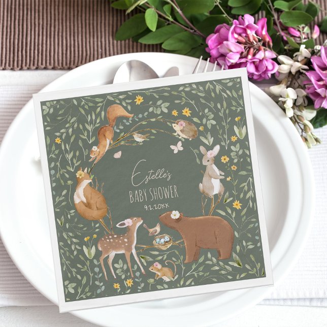 Servilleta De Papel Woodland Animals Forest Friends Baby Shower (Subido por el creador)