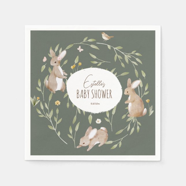 Servilleta De Papel Woodland Animals Forest Friends Baby Shower (Anverso)