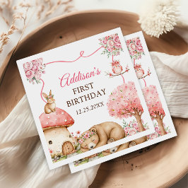 Servilleta De Papel Woodland Animals Girl 1st Birthday Party