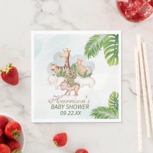Servilleta De Papel Woodland Animals Jungle Greenery Baby Shower