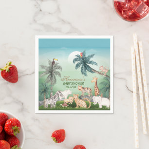 Servilleta De Papel Woodland Animals Jungle Greenery Baby Shower