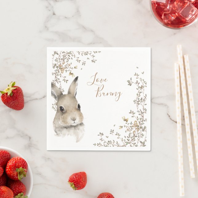 Servilleta De Papel Woodland Animals Love Bunny Floral Script (In situ)