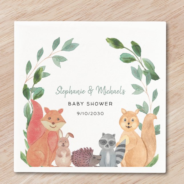 Servilleta De Papel Woodland Animals Parejas Baby Shower (Subido por el creador)