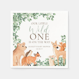 Servilleta De Papel Woodland Animals White Wild One Baby Shower