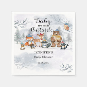 Servilleta De Papel Woodland Animals Winter Baby Shower