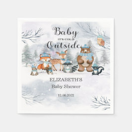 Servilleta De Papel Woodland Animals Winter Blue Boy Baby Shower