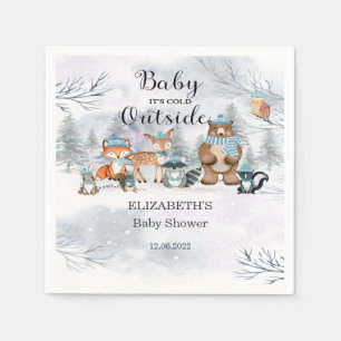 Servilleta De Papel Woodland Animals Winter Blue Boy Baby Shower
