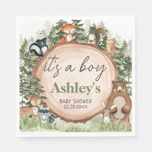 Servilleta De Papel Woodland Animals Wood Slice Baby Shower