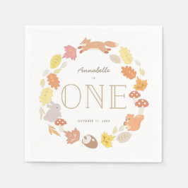 Servilleta De Papel Woodland Animals Wreath Fall 1er cumpleaños